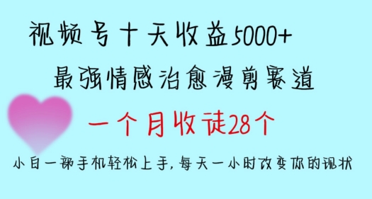 十天收益5000+，多平台捞金，视频号情感治愈漫剪，一个月收徒28个，小白一部手机轻松上手 - 副业心选-副业心选