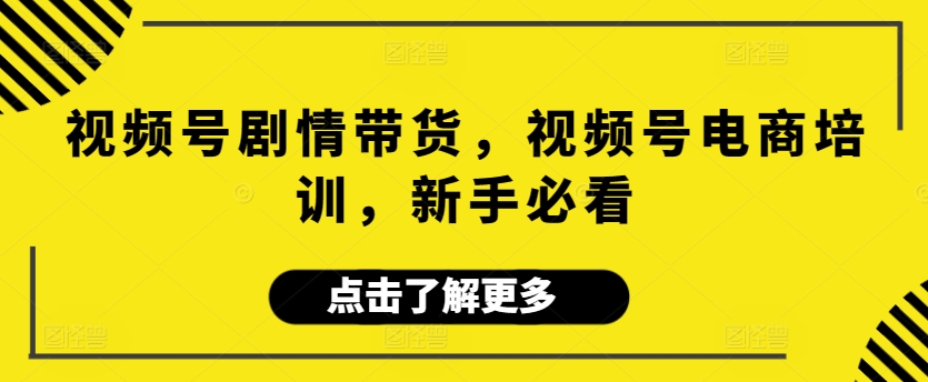 视频号剧情带货，视频号电商培训，新手必看 - 副业心选-副业心选