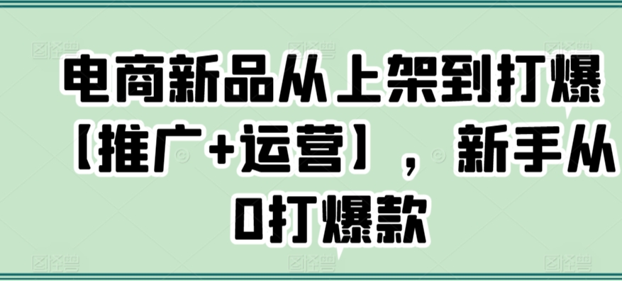 电商新品从上架到打爆【推广+运营】，新手从0打爆款 - 副业心选-副业心选