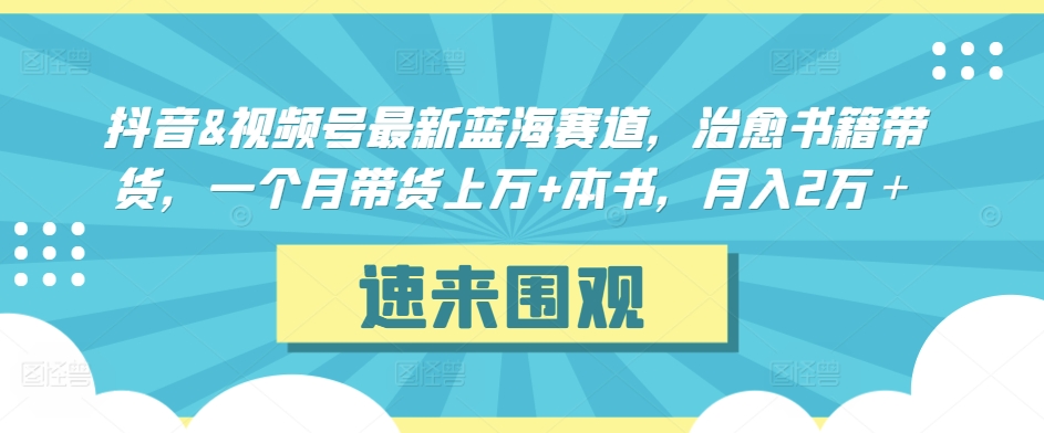 抖音&视频号最新蓝海赛道，治愈书籍带货，一个月带货上万+本书，月入2万＋-副业心选