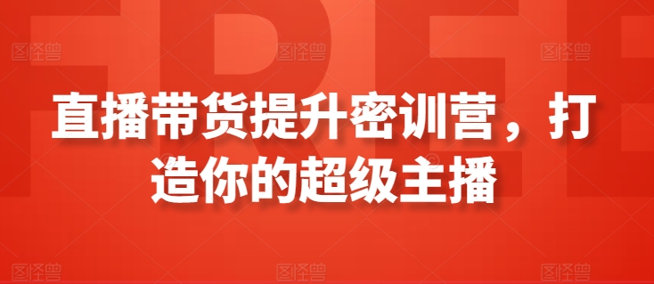 直播带货提升密训营，打造你的超级主播 - 副业心选-副业心选