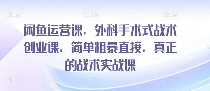 闲鱼运营课，外科手术式战术创业课，简单粗暴直接，真正的战术实战课 - 副业心选-副业心选