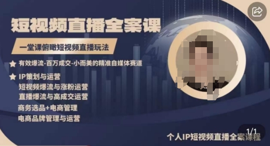 高品质IP短视频直播全案课程，一堂课俯瞰短视频直播玩法 - 副业心选-副业心选