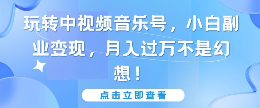 玩转中视频音乐号，小白副业变现，月入过万不是幻想 - 副业心选-副业心选