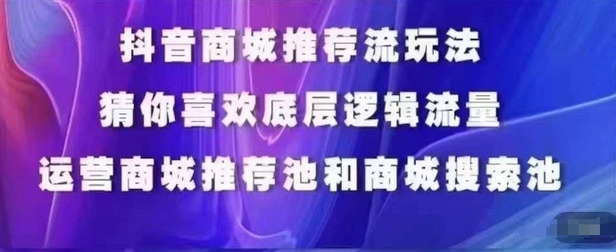 抖音商城运营课程，猜你喜欢入池商城搜索商城推荐人群标签覆盖-副业心选