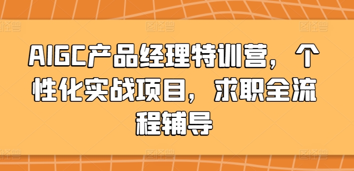 AIGC产品经理特训营，个性化实战项目，求职全流程辅导-副业心选