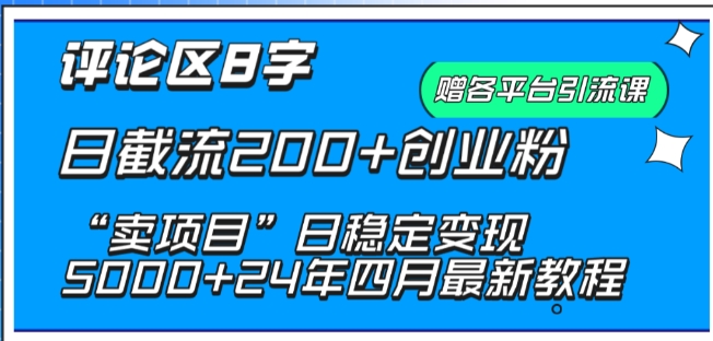 抖音评论区8字日截流200+创业粉 “卖项目”日稳定变现5000+ - 副业心选-副业心选