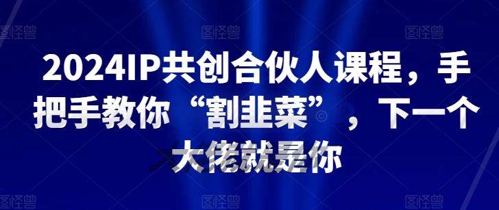 2024IP共创合伙人课程，手把手教你“割韭菜”，下一个大佬就是你 - 副业心选-副业心选