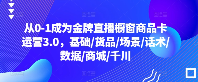 从0-1成为金牌直播橱窗商品卡运营3.0，基础/货品/场景/话术/数据/商城/千川 - 副业心选-副业心选