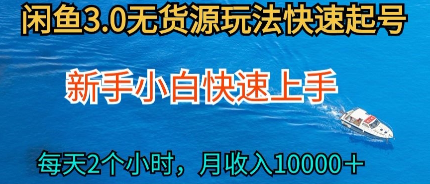 2024最新闲鱼无货源玩法，从0开始小白快手上手，每天2小时月收入过万 - 副业心选-副业心选