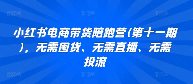 小红书电商带货陪跑营(第十一期)，无需囤货、无需直播、无需投流 - 副业心选-副业心选