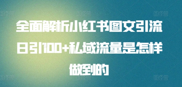 全面解析小红书图文引流日引100+私域流量是怎样做到的 - 副业心选-副业心选