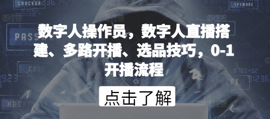 数字人操作员，数字人直播搭建、多路开播、选品技巧，0-1开播流程 - 副业心选-副业心选