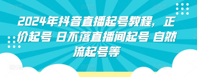 2024年抖音直播起号教程，正价起号 日不落直播间起号 自然流起号等-副业心选
