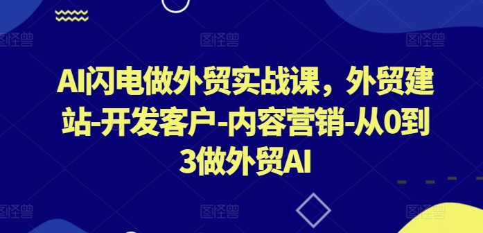 AI闪电做外贸实战课，​外贸建站-开发客户-内容营销-从0到3做外贸AI - 副业心选-副业心选
