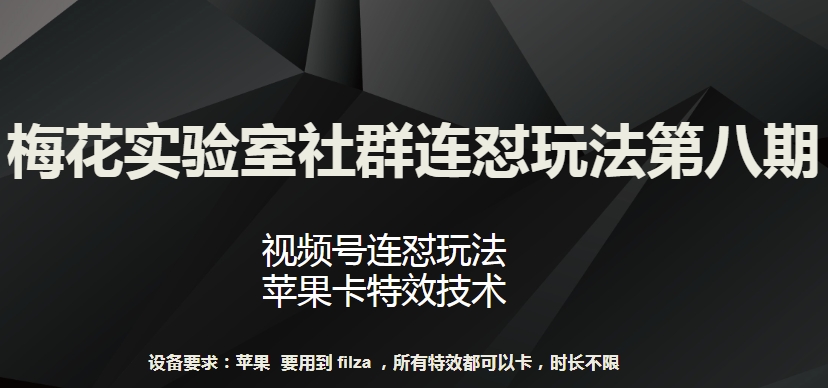 梅花实验室社群连怼玩法第八期，视频号连怼玩法 苹果卡特效技术 - 副业心选-副业心选