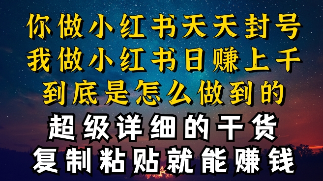 都知道小红书能引流私域变现，可为什么我能一天引流几十人变现上千，但你却频频封号违规被限流 - 副业心选-副业心选