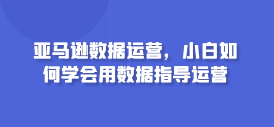 亚马逊数据运营，小白如何学会用数据指导运营 - 副业心选-副业心选