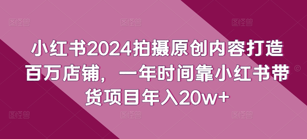 小红书2024拍摄原创内容打造百万店铺，一年时间靠小红书带货项目年入20w+ - 副业心选-副业心选