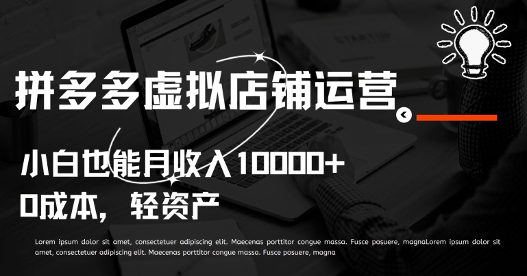 拼多多虚拟店铺运营小白也能月收入10000+ - 副业心选-副业心选
