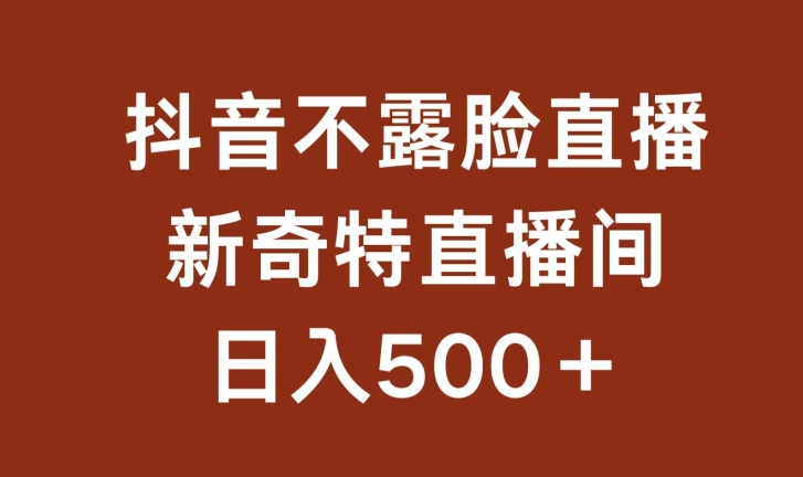 不露脸挂机直播，新奇特直播间，日入500+-副业心选
