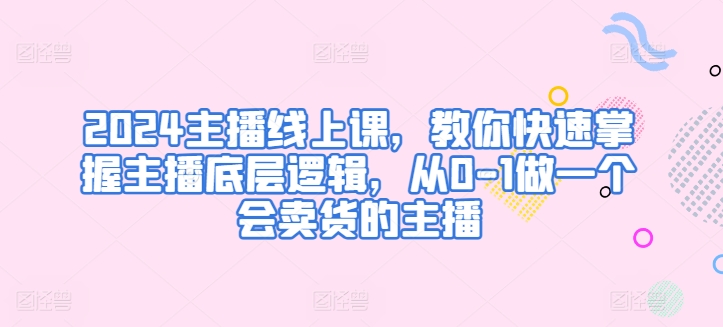 2024主播线上课，教你快速掌握主播底层逻辑，从0-1做一个会卖货的主播-副业心选