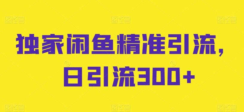 独家闲鱼精准引流，日引流300+ - 副业心选-副业心选