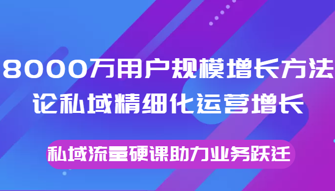 8000万用户规模增长方法论私域精细化运营增长，私域流量硬课助力业务跃迁-副业心选