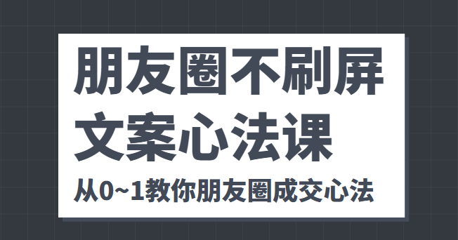 朋友圈不刷屏文案心法课 人人都要懂的商业逻辑 从0~1教你朋友圈成交心法-副业心选