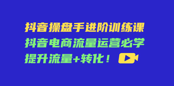 抖音操盘手进阶训练课：抖音电商流量运营必学，提升流量+转化 - 副业心选-副业心选