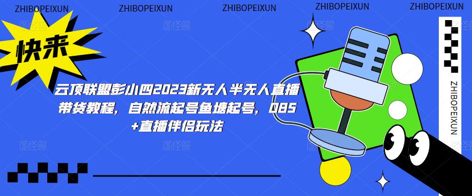 云顶联盟彭小四2023新无人半无人直播带货教程，自然流起号鱼塘起号，OBS+直播伴侣玩法 - 副业心选-副业心选