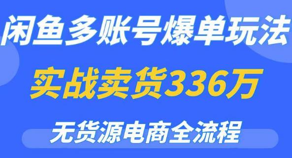 闲鱼多账号爆单玩法，无货源电商全流程，超简单的0门槛变现项目【揭秘】-副业心选