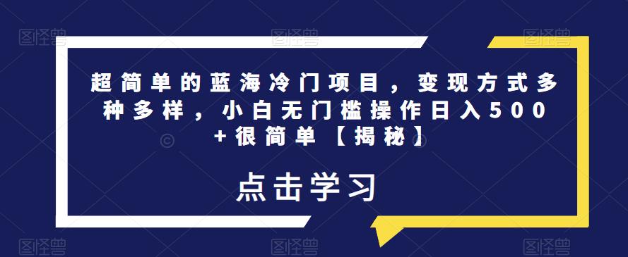 超简单的蓝海冷门项目，变现方式多种多样，小白无门槛操作日入500+很简单【揭秘】 - 副业心选-副业心选