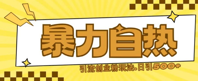 最新暴力自热引流玩法日引500+创业粉 - 副业心选-副业心选