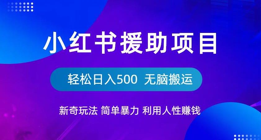 小红书援助项目新奇玩法，简单暴力，无脑搬运轻松日入500【揭秘】 - 副业心选-副业心选