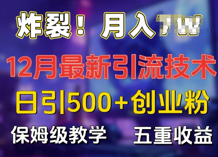 炸裂!揭秘12月最新日引流500+精准创业粉，多重收益保姆级教学-副业心选
