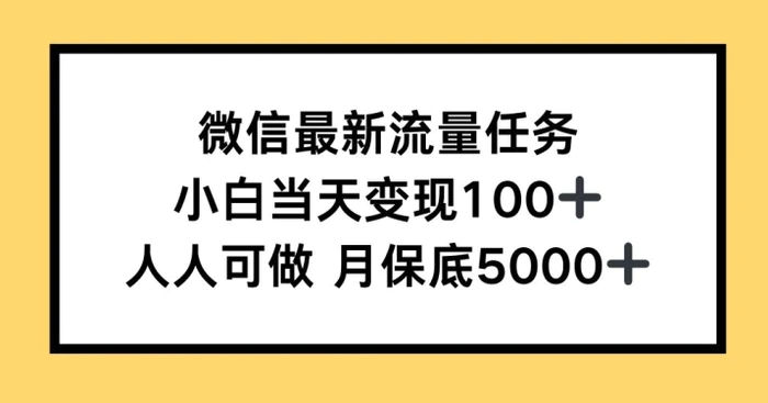 微信最新流量任务，小白当天变现100+，人人可做-副业心选