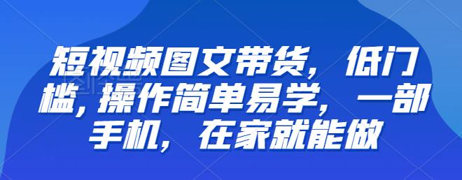 【推荐】短视频图文带货，低门槛,操作简单易学，一部手机，在家就能做-副业心选