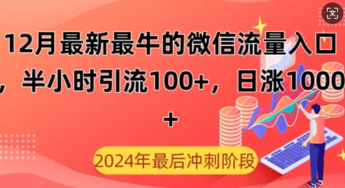 12月最新最牛的微信流量入口，半小时引流100+创业粉，日涨粉1000+-副业心选