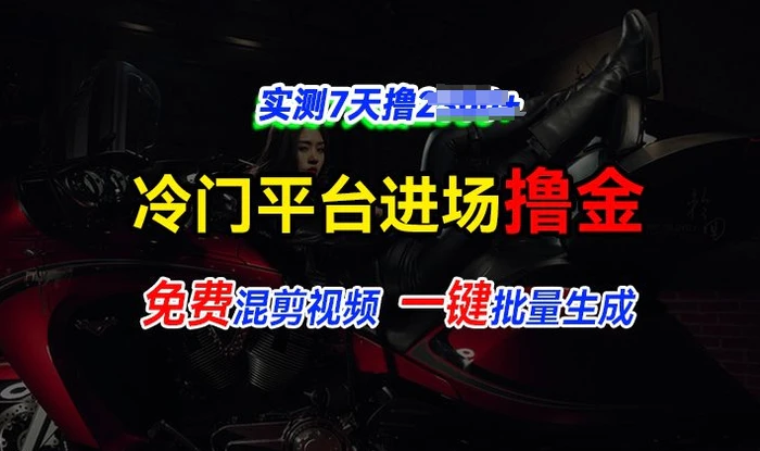 全新冷门平台视频，快速免费进场搞米，通过混剪视频一键批量生成，实测7天撸上千-副业心选