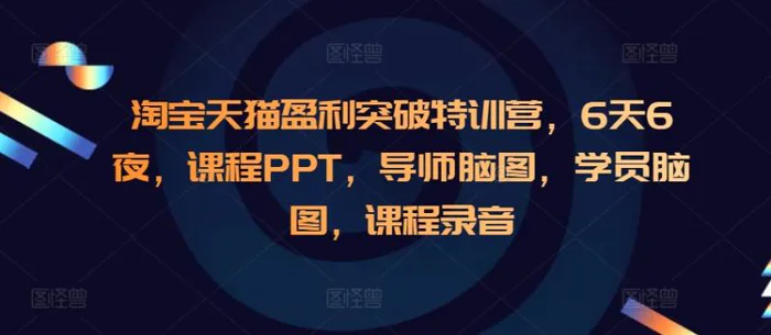 淘宝天猫盈利突破特训营，6天6夜，课程PPT，导师脑图，学员脑图，课程录音 - 副业心选-副业心选
