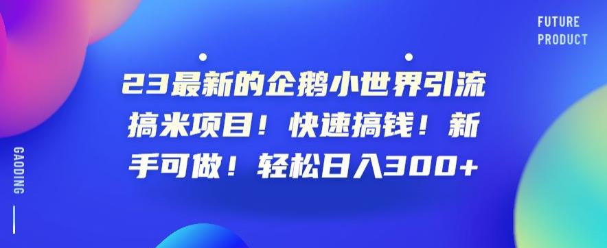 23最新的企鹅小世界引流搞米项目！快速搞钱！新手可做！轻松日入300+【揭秘】 - 副业心选-副业心选