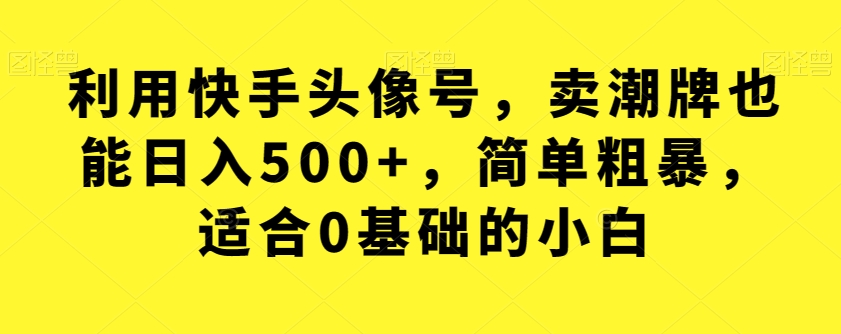利用快手头像号，卖潮牌也能日入500+，简单粗暴，适合0基础的小白【揭秘】 - 副业心选-副业心选