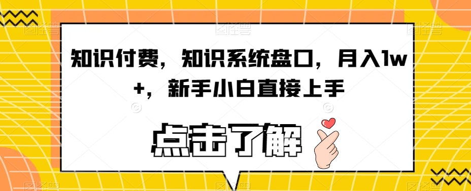 知识付费，知识系统盘口，月入1w+，新手小白直接上手-副业心选