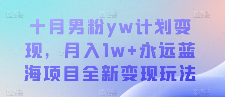 十月男粉yw计划变现，月入1w+永远蓝海项目全新变现玩法【揭秘】 - 副业心选-副业心选