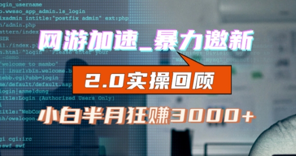 网游加速邀新，狂吃提成，适合小白，首月破千（v2.0版教程）【揭秘】-副业心选