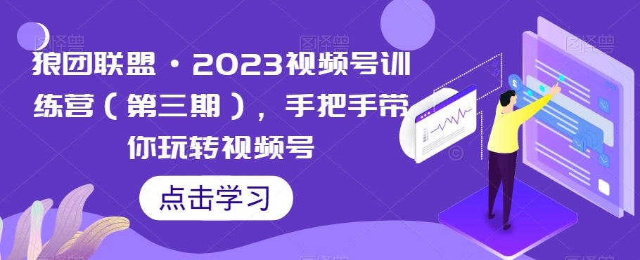 狼团联盟·2023视频号训练营（第三期），手把手带你玩转视频号 - 副业心选-副业心选