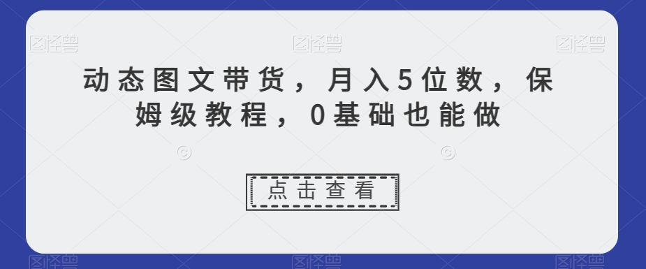 动态图文带货，月入5位数，保姆级教程，0基础也能做【揭秘】 - 副业心选-副业心选