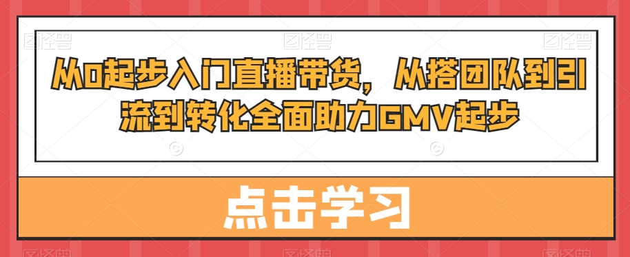 从0起步入门直播带货，​从搭团队到引流到转化全面助力GMV起步-副业心选