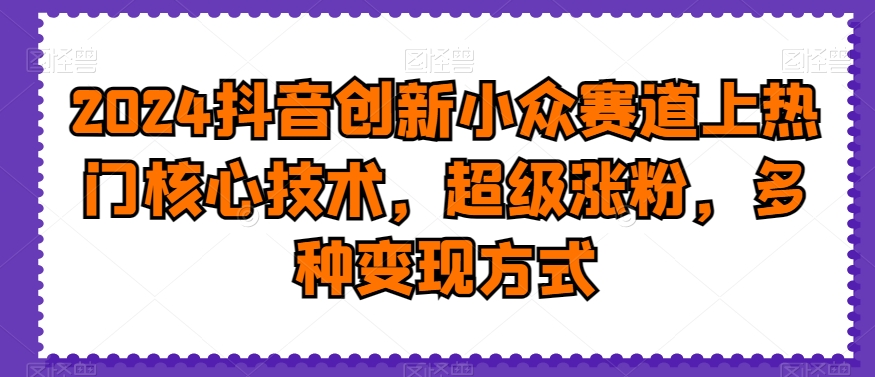2024抖音创新小众赛道上热门核心技术，超级涨粉，多种变现方式 - 副业心选-副业心选